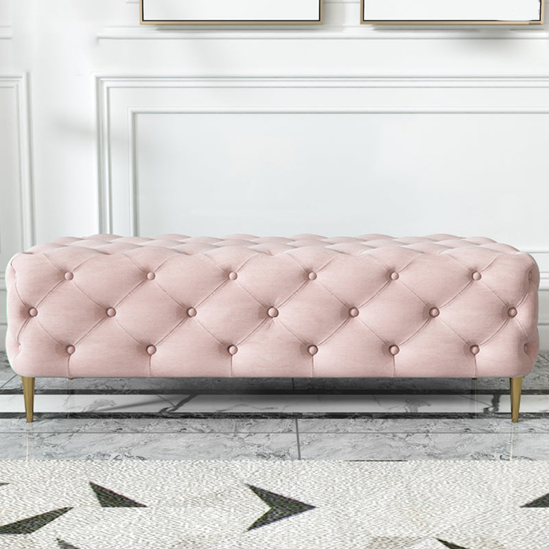 Glam Tufted Bedroom Bench, Foam Filled Bench with Metal Legs 53"L x 19.5"W x 18"H Pink Clearhalo 'Benches' 'Chairs & Seating' 'furn' 'furn_benches' 'Furniture' 'Living Room Furniture' 6131289