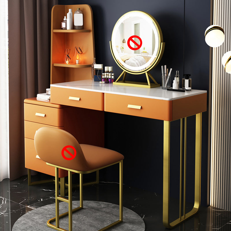 Descrito de maquillaje de tocador de pizarra de 5 cavernas con estantes de almacenamiento - 51.2 "H