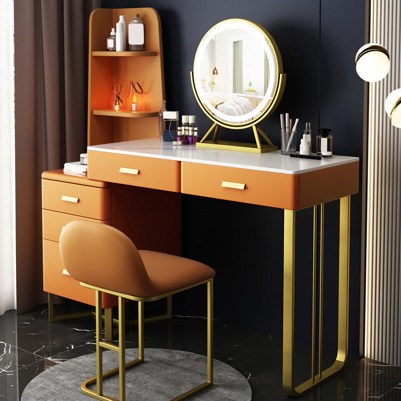 Descrito de maquillaje de tocador de pizarra de 5 cavernas con estantes de almacenamiento - 51.2 "H