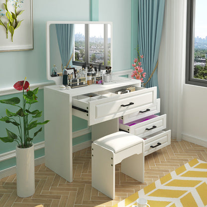 Wit Mirrored ijdelheid slaapkamer make-up ijdelheid 3-delige tafel set