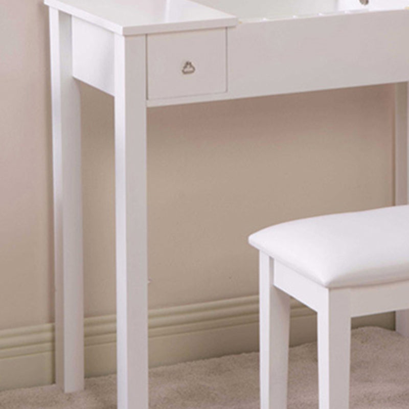 Capovolgimento a specchio singolo vanity scrivania doppia cassettiera dritta piedi in bianco in bianco