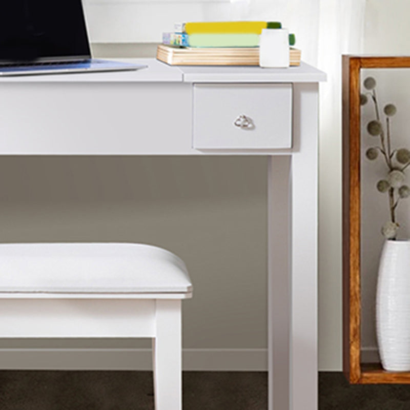 Capovolgimento a specchio singolo vanity scrivania doppia cassettiera dritta piedi in bianco in bianco