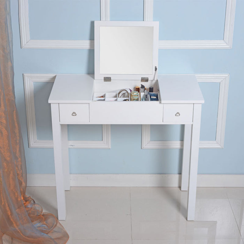 Capovolgimento a specchio singolo vanity scrivania doppia cassettiera dritta piedi in bianco in bianco