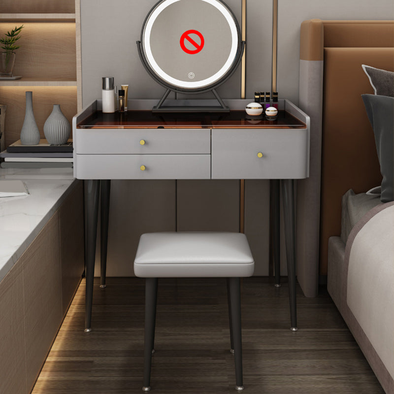 Massivholz Waschtisch moderner Glas Top Waschtisch und Stuhlset mit Schubladen