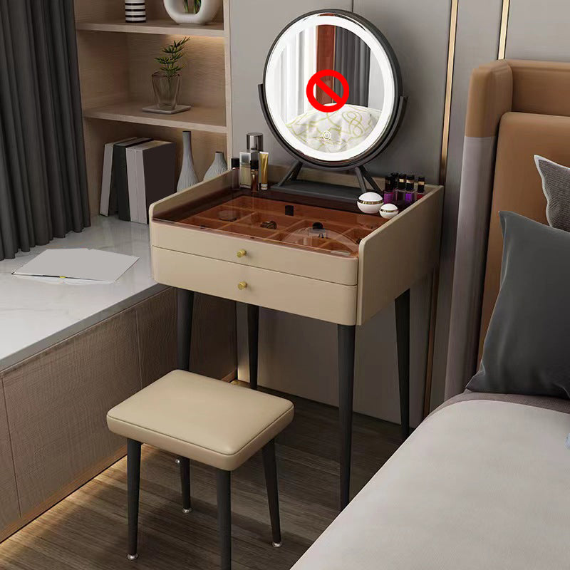 Massivholz Waschtisch moderner Glas Top Waschtisch und Stuhlset mit Schubladen