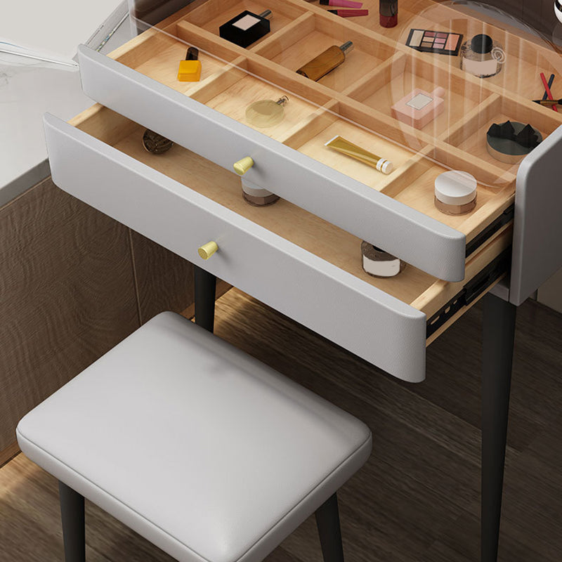 Massivholz Waschtisch moderner Glas Top Waschtisch und Stuhlset mit Schubladen