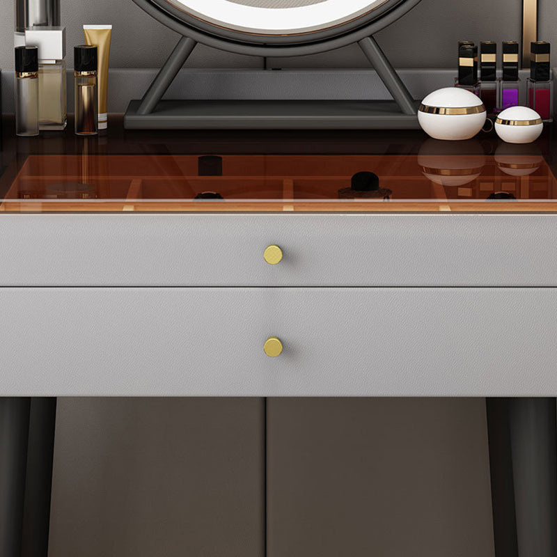 Massivholz Waschtisch moderner Glas Top Waschtisch und Stuhlset mit Schubladen