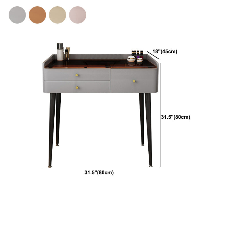 Massivholz Waschtisch moderner Glas Top Waschtisch und Stuhlset mit Schubladen