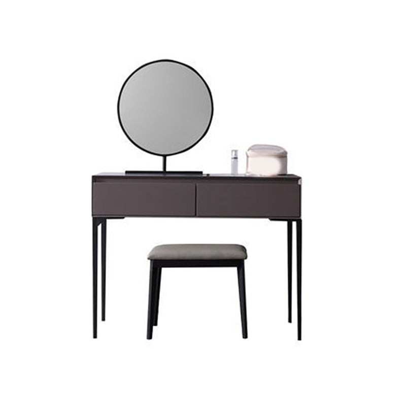 Moderne grijze ijdelheid gespiegelde houtmake -upkruidtafel ontlasting set