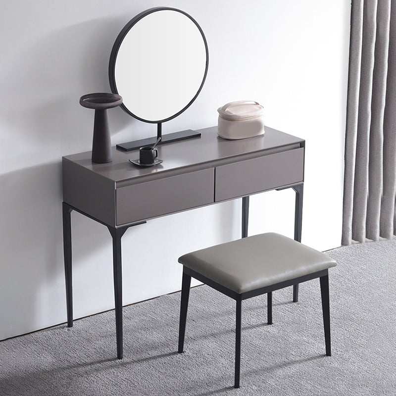 Moderne grijze ijdelheid gespiegelde houtmake -upkruidtafel ontlasting set