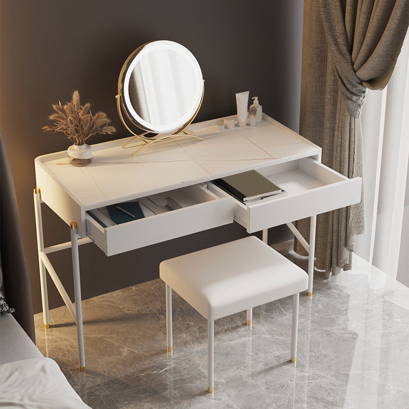 2 Drawers Makeup Table Desk Contemporary White Solid Wood Vanity Clearhalo 'Bedroom Furniture' 'furn' 'furn_makeup_vanities' 'Furniture' 'Makeup Vanities' 'makeup_vanities' 6131699