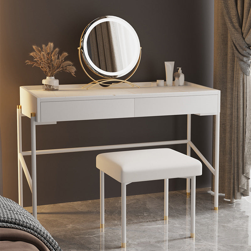 2 Drawers Makeup Table Desk Contemporary White Solid Wood Vanity Clearhalo 'Bedroom Furniture' 'furn' 'furn_makeup_vanities' 'Furniture' 'Makeup Vanities' 'makeup_vanities' 6131700