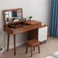 Scandinavian Wood Vanity Set 4-Drawer Flip-Top Makeup Dressing Table