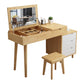Scandinavian Wood Vanity Set 4-Drawer Flip-Top Makeup Dressing Table