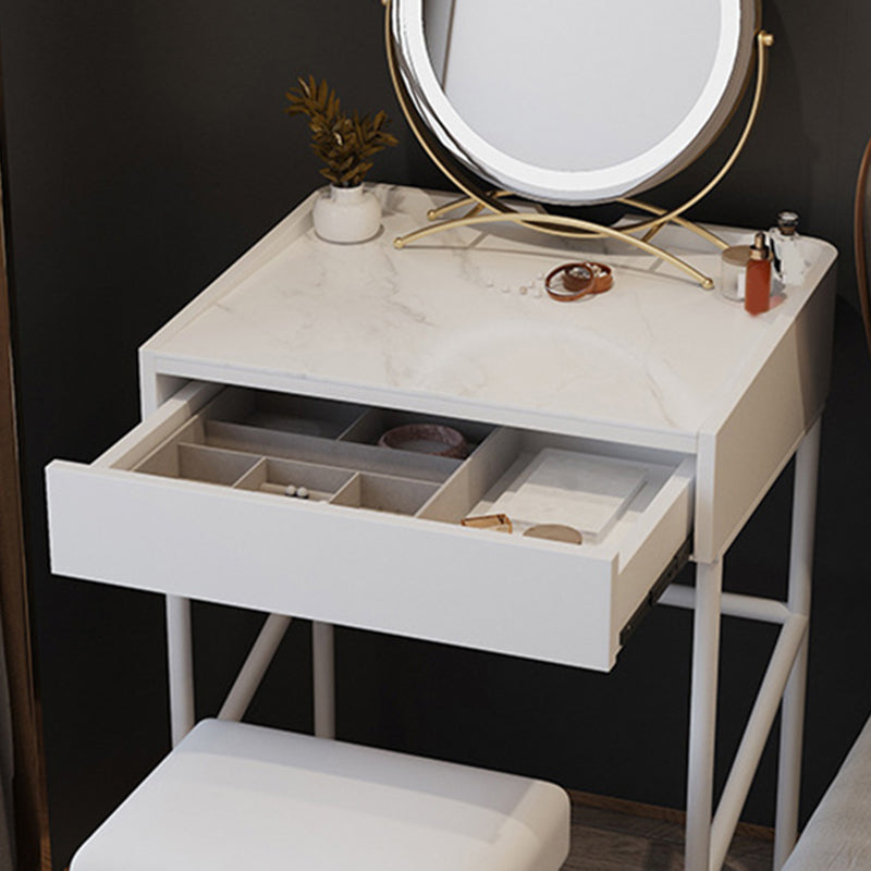 Modern White Vanity Solid Wood Makeup Dressing Table Stool Set Clearhalo 'Bedroom Furniture' 'furn' 'furn_makeup_vanities' 'Furniture' 'Makeup Vanities' 'makeup_vanities' 6131737