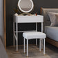 Modern White Vanity Solid Wood Makeup Dressing Table Stool Set Clearhalo 'Bedroom Furniture' 'furn' 'furn_makeup_vanities' 'Furniture' 'Makeup Vanities' 'makeup_vanities' 6131740