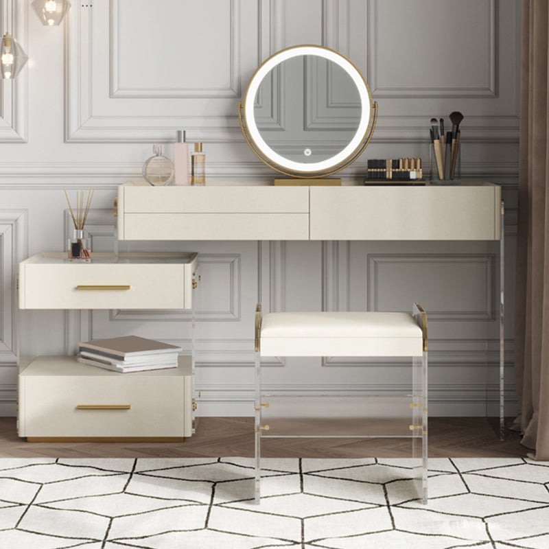 Modernism Acrylic Dressing Table Stone/Glass Top Makeup Vanity