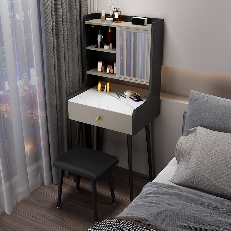 Tweedelige moderne gespiegelde ijdelheid set zwart/grijs gemanipuleerd houten dressoir