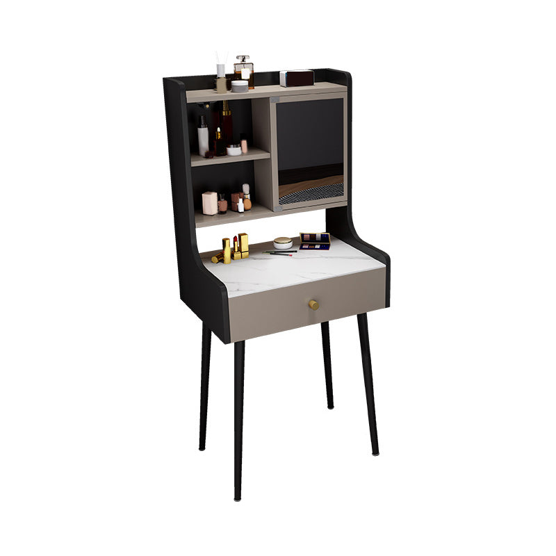 Tweedelige moderne gespiegelde ijdelheid set zwart/grijs gemanipuleerd houten dressoir