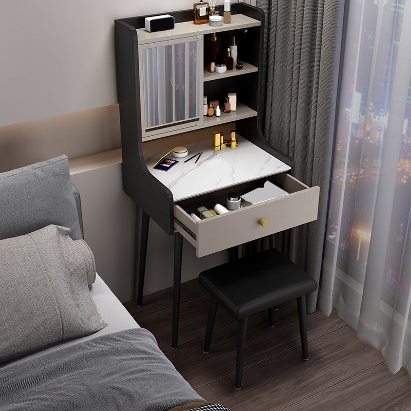 Tweedelige moderne gespiegelde ijdelheid set zwart/grijs gemanipuleerd houten dressoir