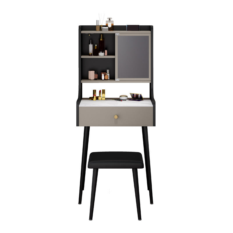 Tweedelige moderne gespiegelde ijdelheid set zwart/grijs gemanipuleerd houten dressoir