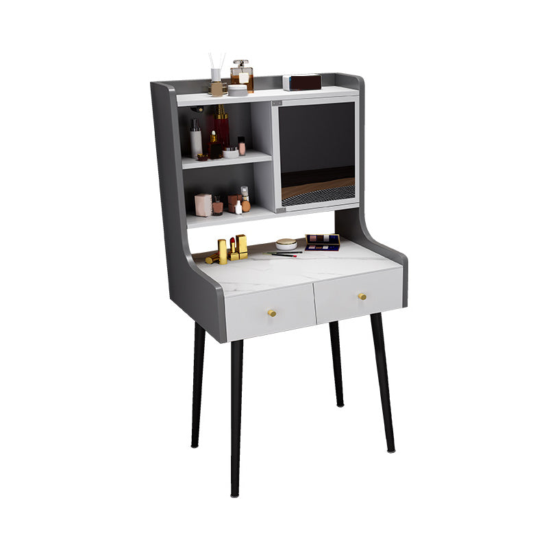 Tweedelige moderne gespiegelde ijdelheid set zwart/grijs gemanipuleerd houten dressoir