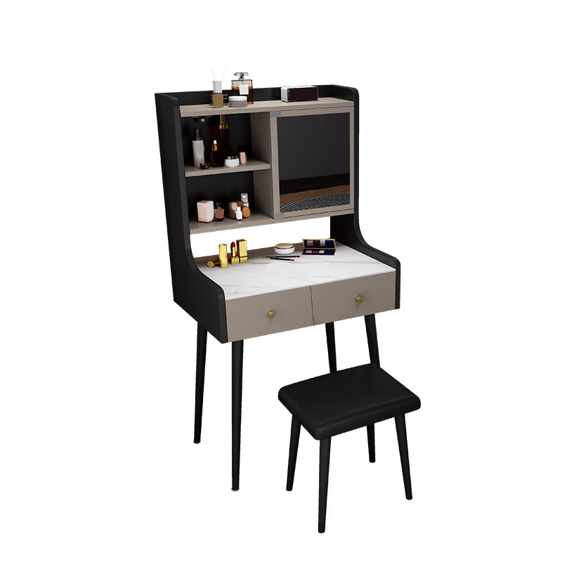 Tweedelige moderne gespiegelde ijdelheid set zwart/grijs gemanipuleerd houten dressoir