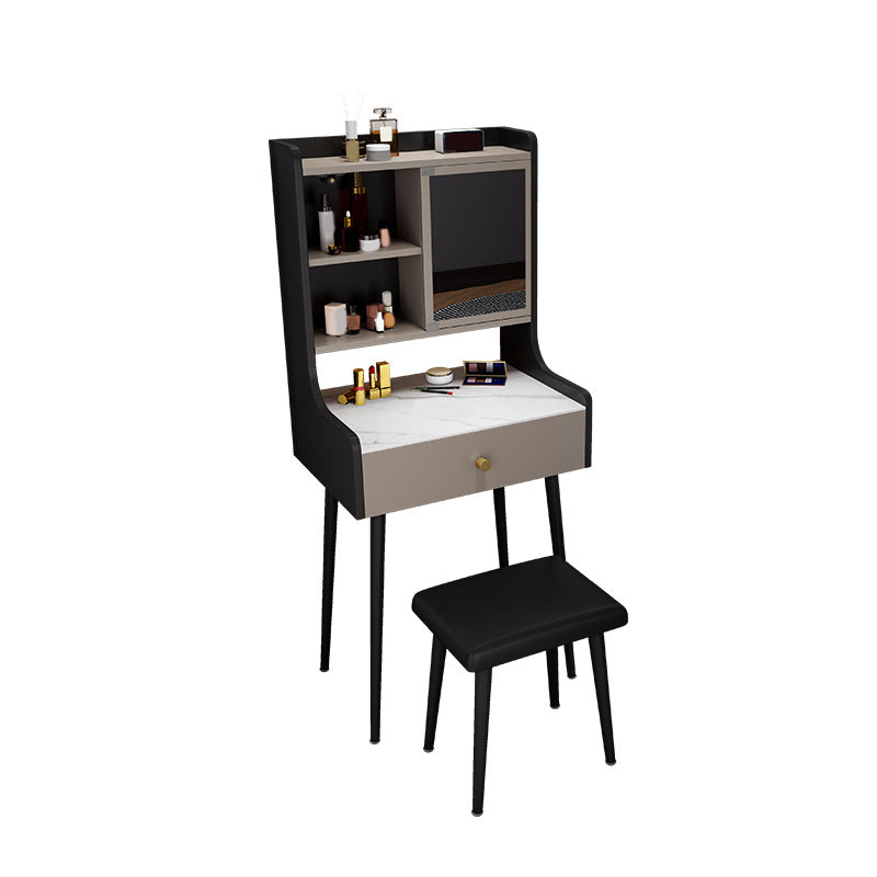 Tweedelige moderne gespiegelde ijdelheid set zwart/grijs gemanipuleerd houten dressoir