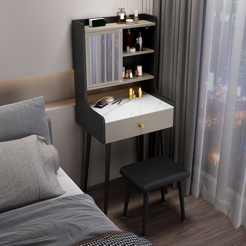 Tweedelige moderne gespiegelde ijdelheid set zwart/grijs gemanipuleerd houten dressoir