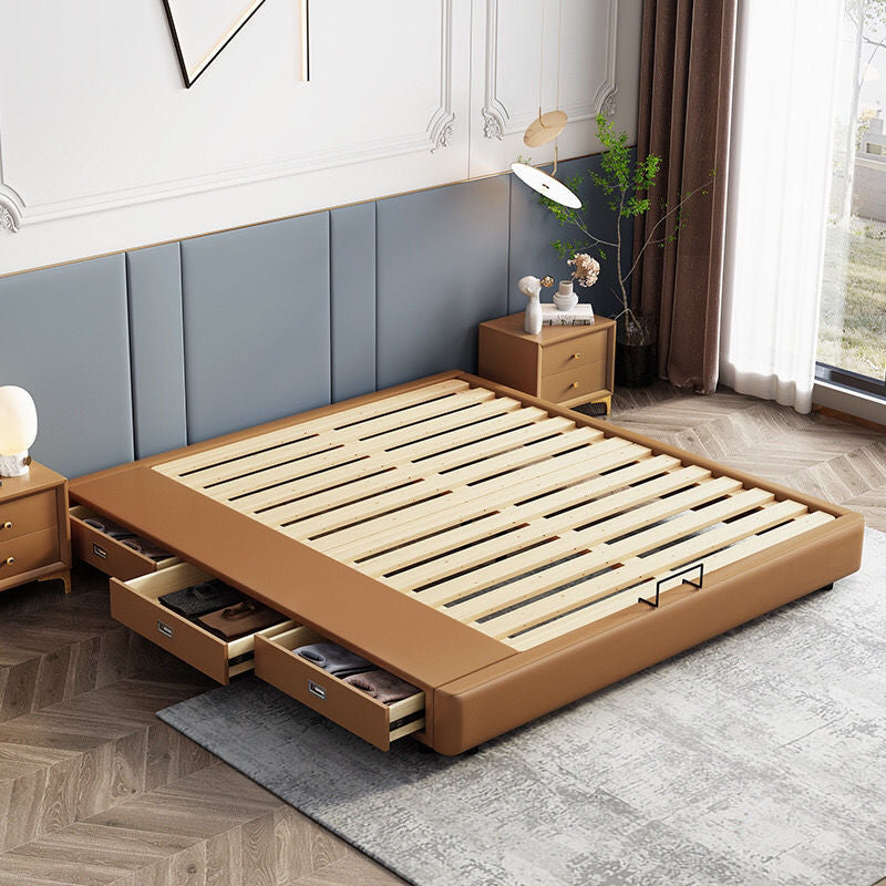 84.65 inch Wide Mid-century Bed Frame Solid Wood Platform Bed Frame