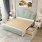 Upholstered Green Bed Frame Victorian Solid Wood Queen/King Bed