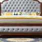 Cama de panel marrón tradicional 57.08 "Cama de roble de alto con cabecera tapizada