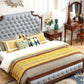 Cama de panel marrón tradicional 57.08 "Cama de roble de alto con cabecera tapizada
