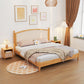 Tropical Brown Panel Bed 46.06" High Rubberwood Bed with Headboard