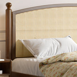 Tropical Brown Panel Bed 46.06" High Rubberwood Bed with Headboard