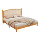 Tropical Brown Panel Bed 46.06" High Rubberwood Bed with Headboard