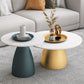 Mid-Century Modern Metal Pedestal Round Tray Top Single Coffee Table