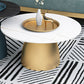 Mid-Century Modern Metal Pedestal Round Tray Top Single Coffee Table