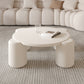 Contemporary White Round Wooden Coffee Table with 4 Legs Cocktail Table