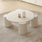 Contemporary White Round Wooden Coffee Table with 4 Legs Cocktail Table