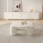 Contemporary White Round Wooden Coffee Table with 4 Legs Cocktail Table