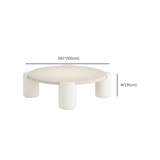 4脚のカクテルテーブルを備えた現代の白い丸い木製コーヒーテーブル
