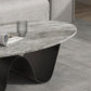 Tavolino top in pietra in stile glam con base in acciaio nel tavolo da cocktail ovale