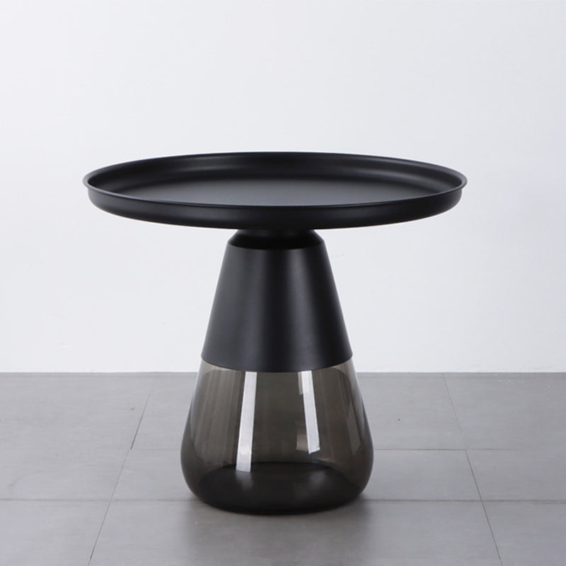 Mid-Century Modern Coffee Table Metal Tray Top Round Single Coffee Table 23.6"L x 23.6"W x 20.5"H Gray Black Clearhalo 'Coffee & Accent Tables' 'Coffee Tables' 'coffee_tables' 'furn' 'furn_coffee_tables' 'Furniture' 'Living Room Furniture' 6132175