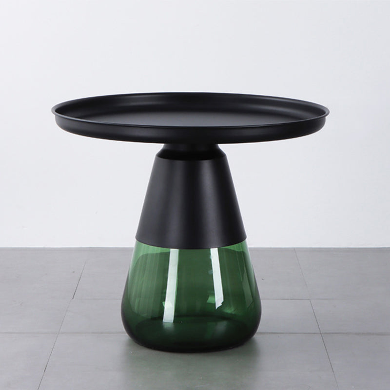 Mid-Century Modern Coffee Table Metal Tray Top Round Single Coffee Table 23.6"L x 23.6"W x 20.5"H Green Black Clearhalo 'Coffee & Accent Tables' 'Coffee Tables' 'coffee_tables' 'furn' 'furn_coffee_tables' 'Furniture' 'Living Room Furniture' 6132177