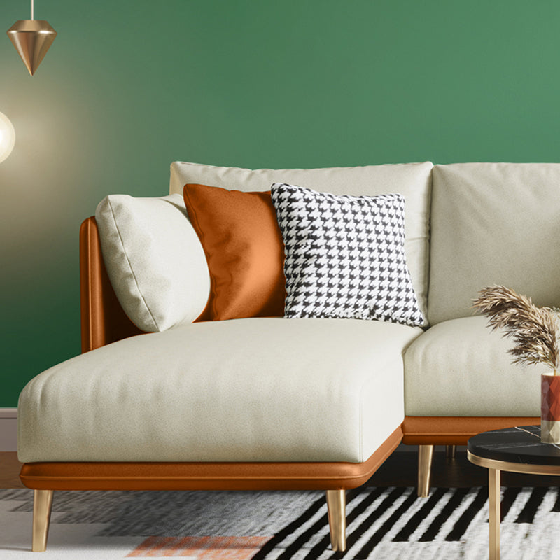 34.25 " H Faux Leather Square Arm Sofa & Chaise for Living Room Clearhalo 'furn' 'furn_sectionals' 'Furniture' 'Living Room Furniture' 'Sectionals' 6132187