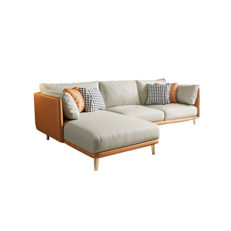 34.25 " H Faux Leather Square Arm Sofa & Chaise for Living Room 102.4"L x 54.3"W x 34.3"H Left Clearhalo 'furn' 'furn_sectionals' 'Furniture' 'Living Room Furniture' 'Sectionals' 6132191