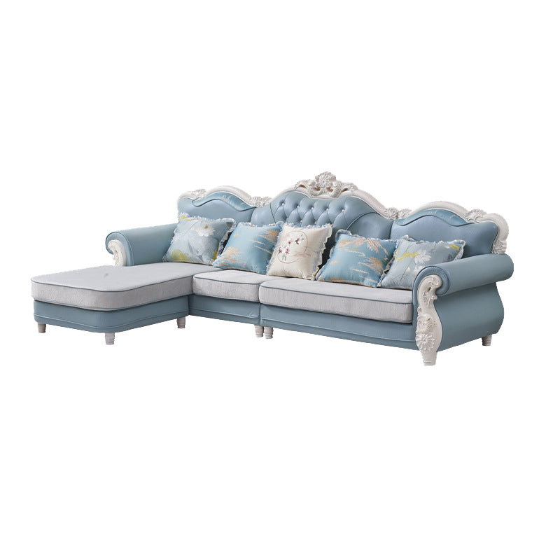 Traditional Style 46.45 " H Rolled Arm Sofa & Chaise for Living Room Clearhalo 'furn' 'furn_sectionals' 'Furniture' 'Living Room Furniture' 'Sectionals' 6132205