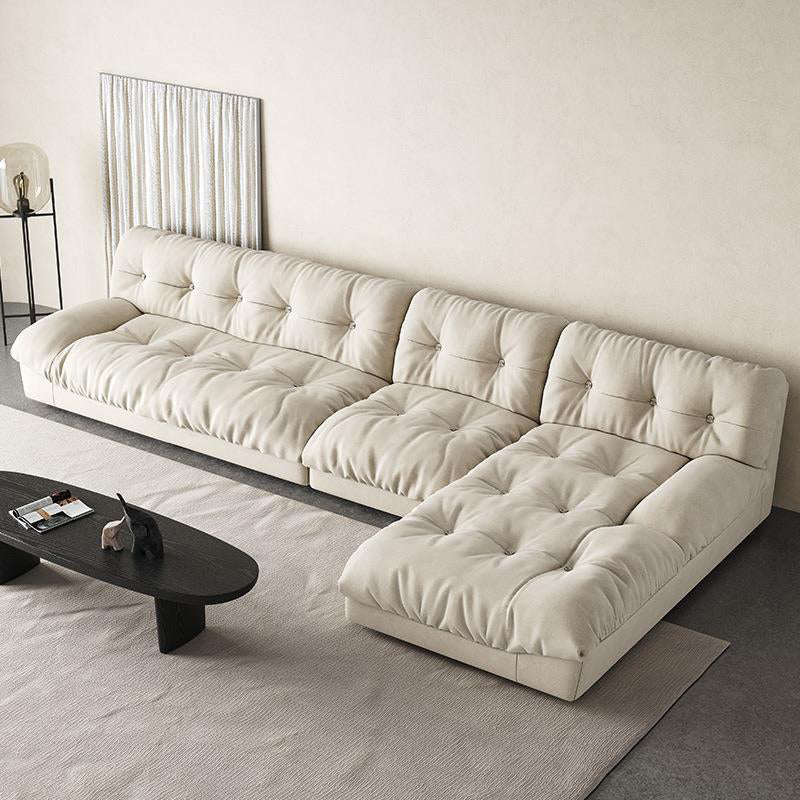 Scandinavo da 33,85 "H divano trapuntato a braccia e chaise per soggiorno