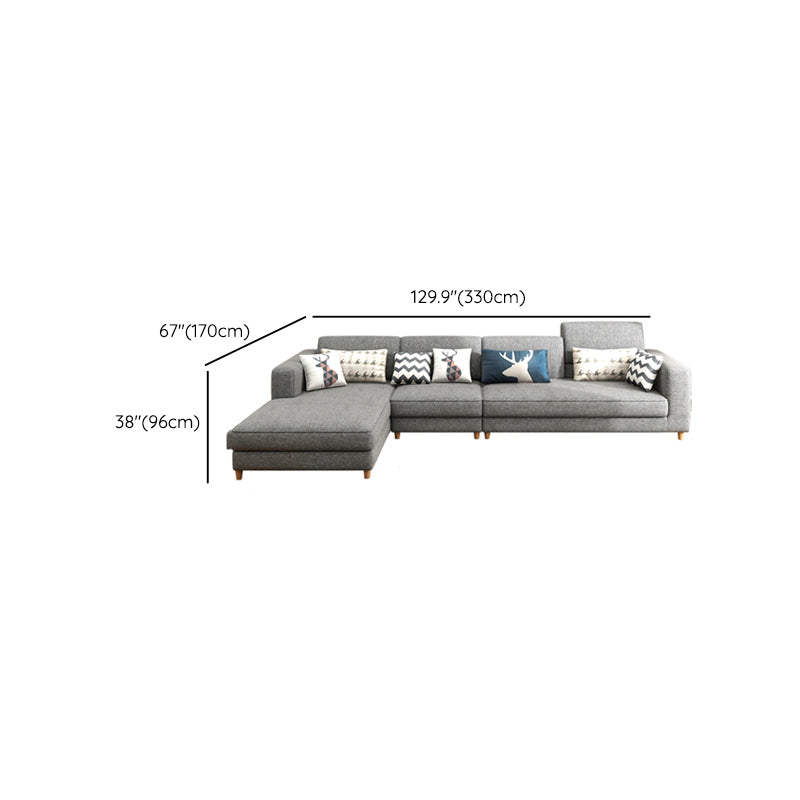 Contemporary 37.8 " H Grey Cotton Blend Square Arm Sofa & Chaise Clearhalo 'furn' 'furn_sectionals' 'Furniture' 'Living Room Furniture' 'Sectionals' 6132243